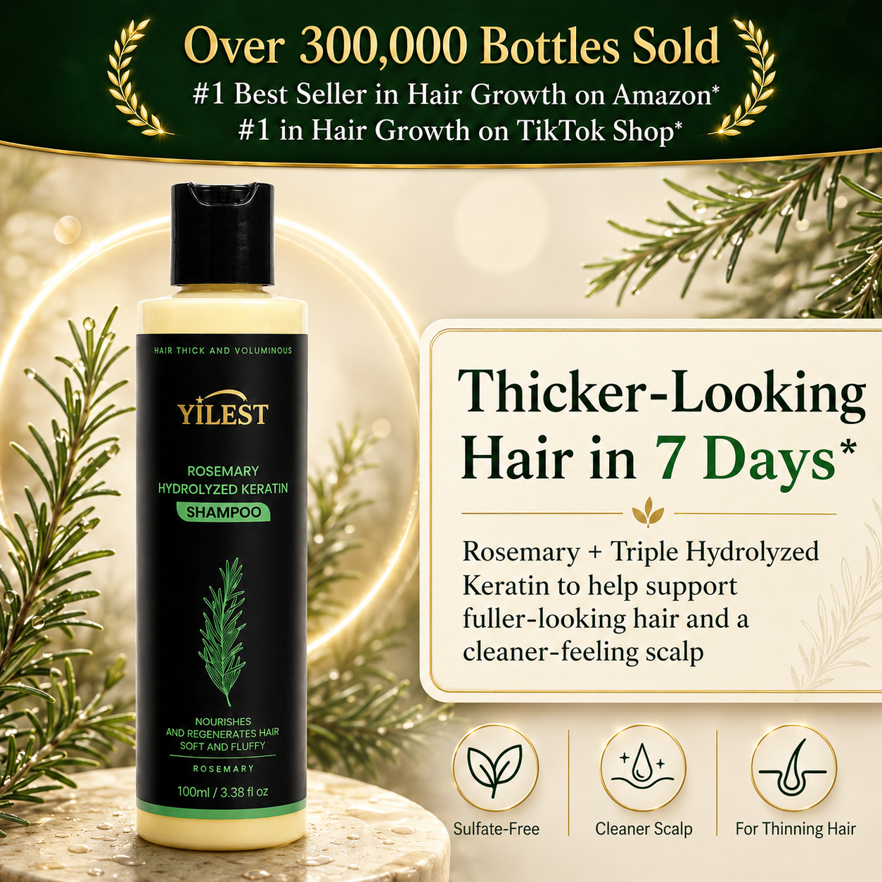 YILEST®- Rosemary Shampoo Hair Growth & Anti-Dandruff Treatment