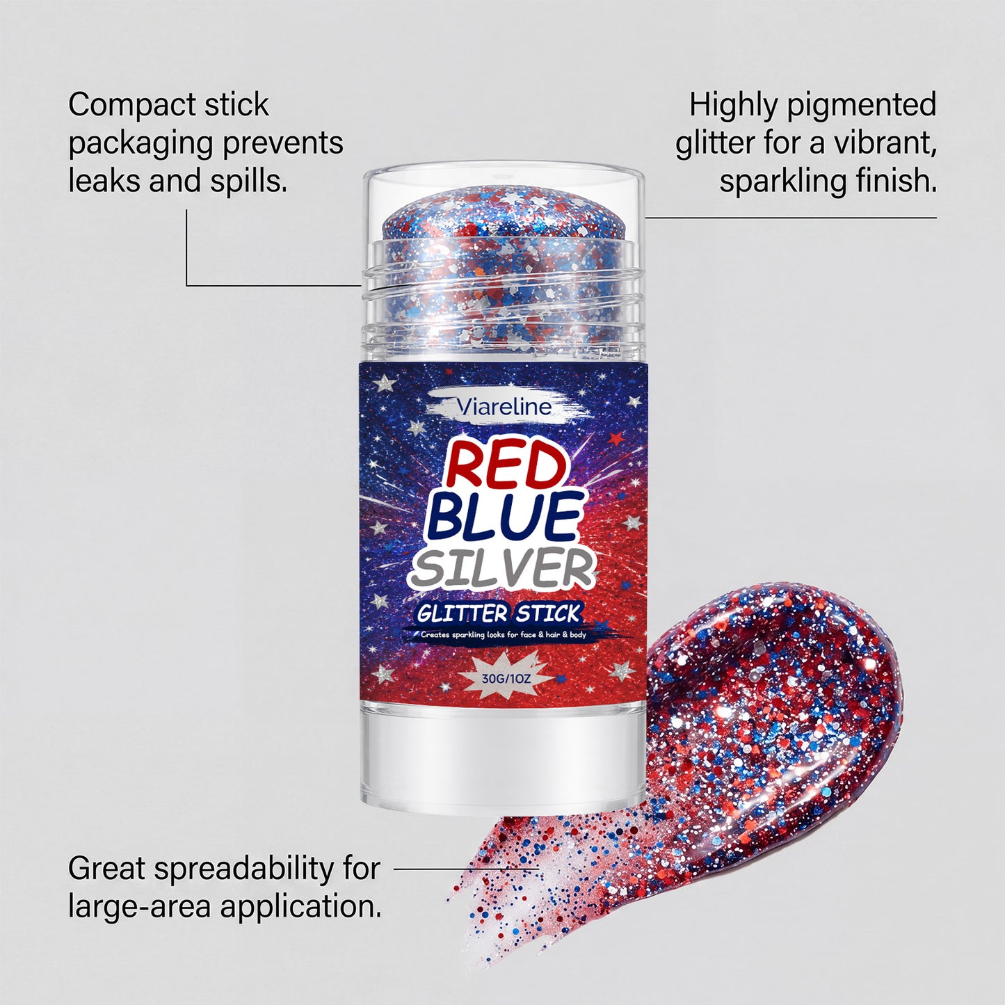 Patriotic Body Glitter Stick, Red White and Blue Hair Glitter Stick, Face Glitter, Rave Accessories, Independence Day, 4th of July Decorations, 4th of July Outfits for Women, Glitter Makeup for Women