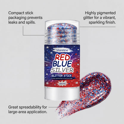 Patriotic Body Glitter Stick, Red White and Blue Hair Glitter Stick, Face Glitter, Rave Accessories, Independence Day, 4th of July Decorations, 4th of July Outfits for Women, Glitter Makeup for Women