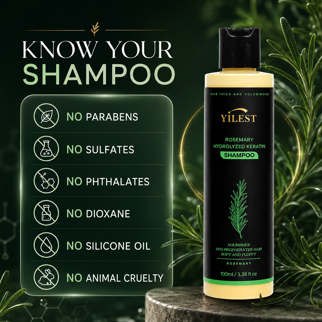 YILEST®- Rosemary Shampoo Hair Growth & Anti-Dandruff Treatment